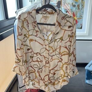 L'AGENCE Dani 3/4 Sleeve Button Down Silk Shirt